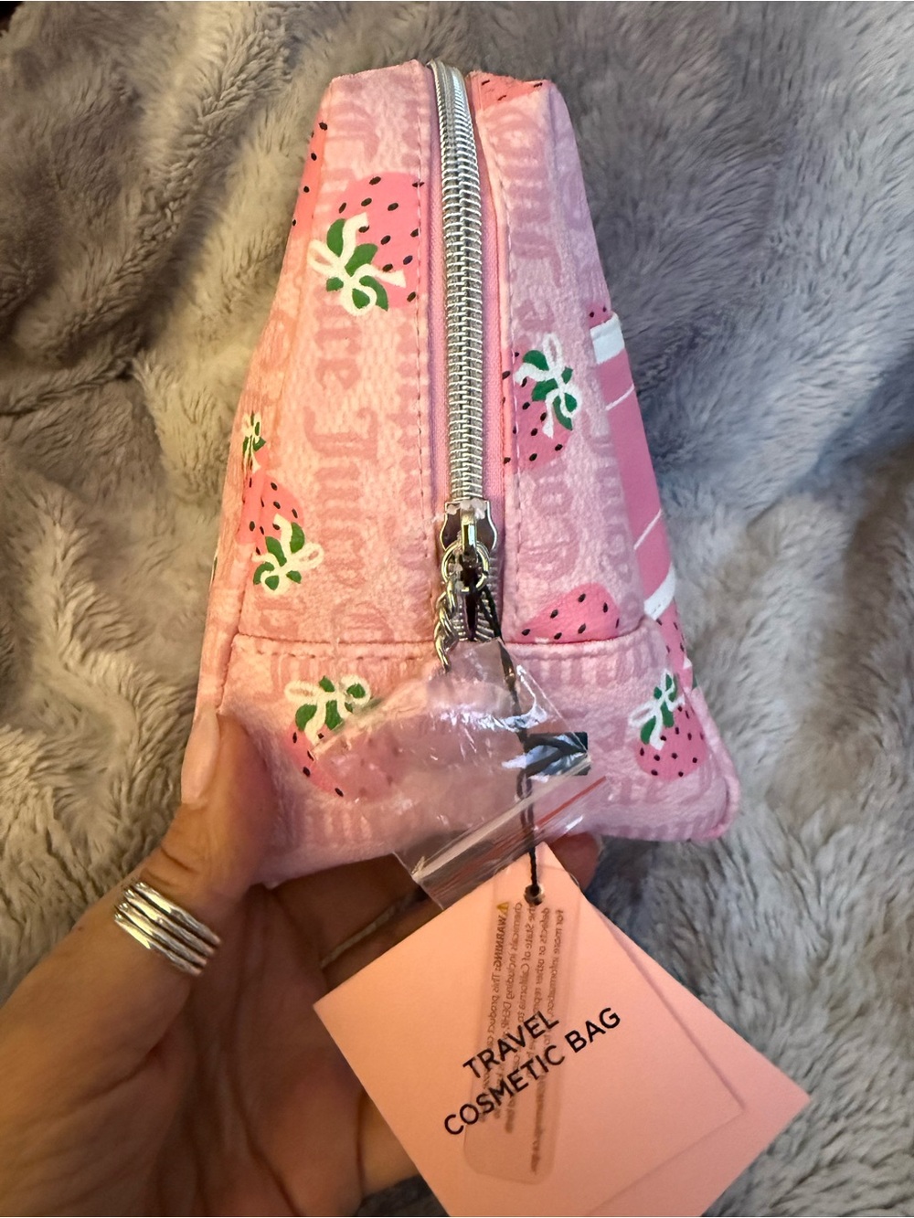 Juicy Couture Pink Strawberry Print Cosmetic Pouch NWT - Picture 11 of 12
